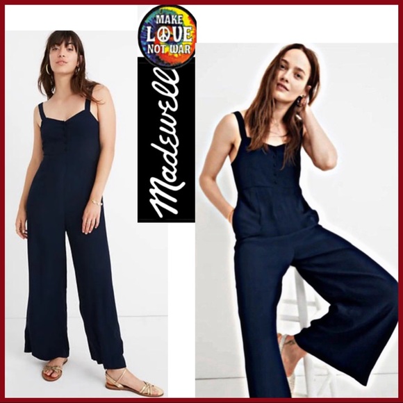 MADEWELL WIDE-LEG JUMPSUIT NAVY Sz 2 - Picture 7 of 10
